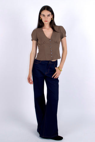 Vivien Button Front Short-sleeves Blouse