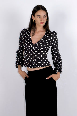 Vivien Button Front Polka-dot Blouse