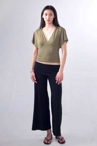 Studio Low-Rise Fold-Over Ankle Pants