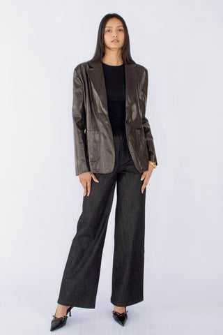 Sloane 90s Style Faux Leather Blazer