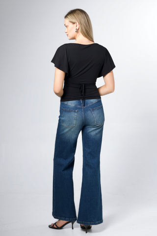 Elara Bamboo Boatneck Tie-Back Top