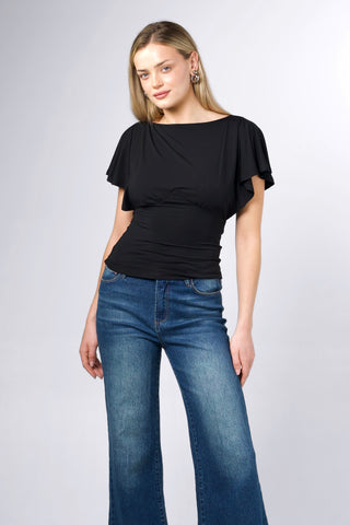 Elara Bamboo Boatneck Tie-Back Top