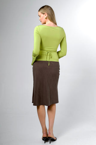 Celine Bamboo Bell Sleeve Boatneck Tie-Back Top