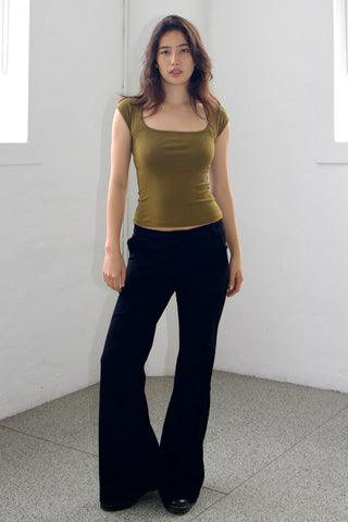 Basic Cap Sleeve Square Neck Cotton Baby Tee