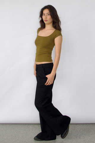 Basic Cap Sleeve Square Neck Cotton Baby Tee