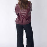 SCG MADE | Basic 90s Style Faux Leather Bomber Jacket in Wine