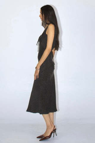 Margot Cupro-blended Pinstripe Maxi Dress