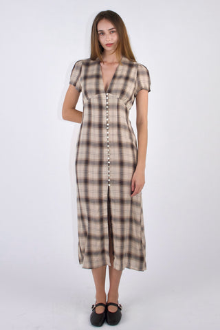 Sera Button-Front Plaid Midi Dress