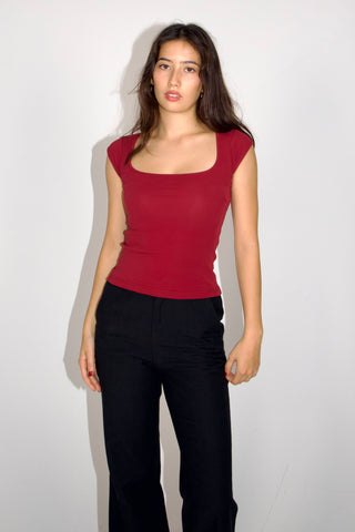 Basic Cap Sleeve Square Neck Cotton Baby Tee