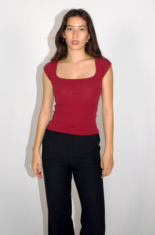 Basic Cap Sleeve Square Neck Cotton Baby Tee