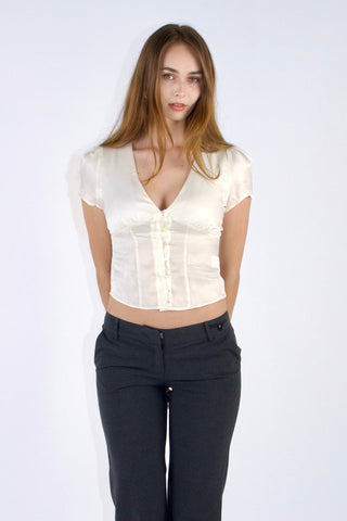 Vivien Button Front Short-sleeves Blouse