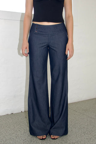 Evelyn Low-rise Tencel Jeans in Dark Blue