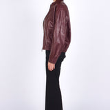 SCG MADE | Basic 90s Style Faux Leather Bomber Jacket in Wine