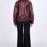 SCG MADE | Basic 90s Style Faux Leather Bomber Jacket in Wine