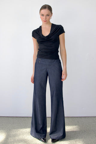 Shelly Cowl Neck Cap-sleeves Cupro Top