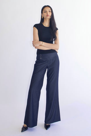 Evelyn Low-rise Tencel Jeans in Dark Blue