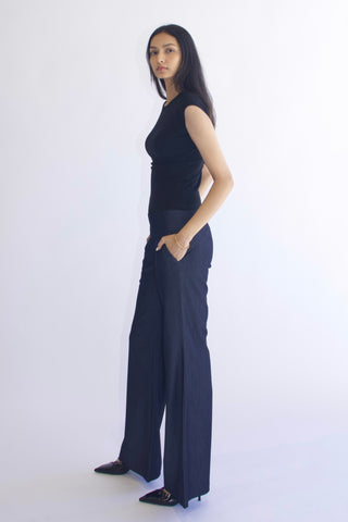 Evelyn Low-rise Tencel Jeans in Dark Blue