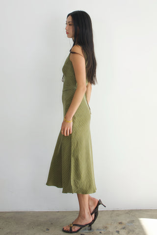 Margot Cupro-blended Pinstripe Maxi Dress