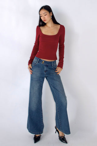 Margaux Long Sleeve Square Neck Top