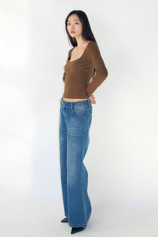 Margaux Long Sleeve Square Neck Top