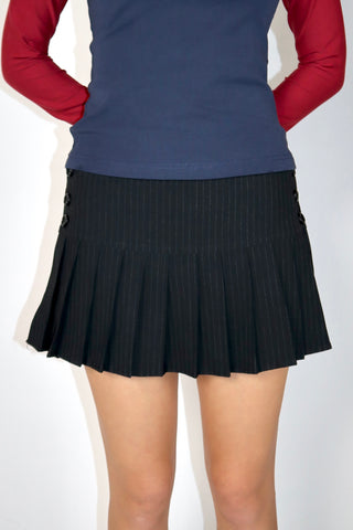 Bella Pleated Low-rise Striped Mini Skirt
