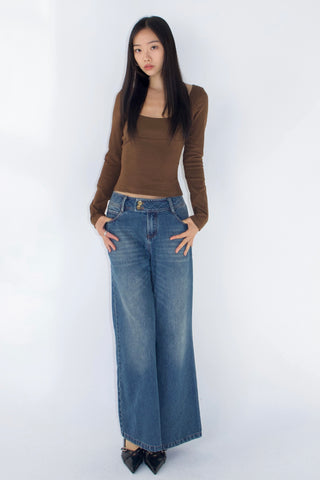 Margaux Long Sleeve Square Neck Top