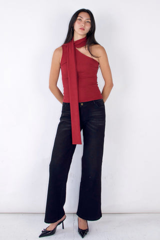 Sonia Cupro-blended One-Shoulder Top