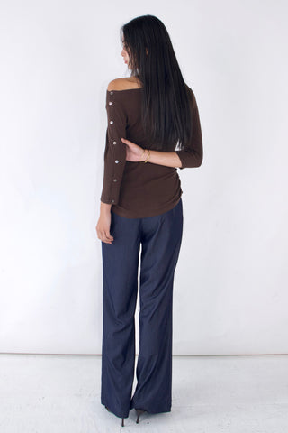 Greta 3/4 Sleeve Button Cuff Top