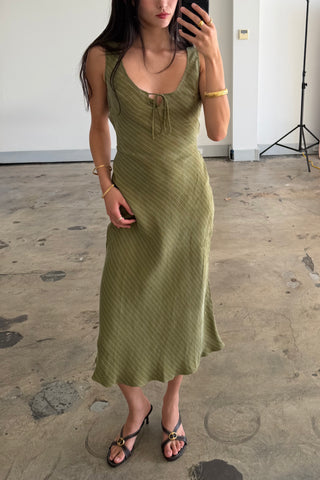 Margot Cupro-blended Pinstripe Maxi Dress