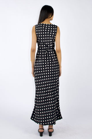 Caroline Cupro-blended Polka Dot Maxi Dress