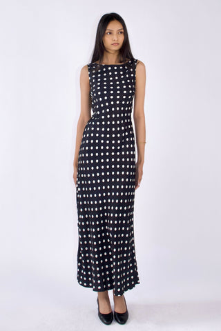 Caroline Cupro-blended Polka Dot Maxi Dress