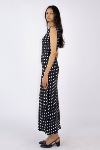 Caroline Cupro-blended Polka Dot Maxi Dress