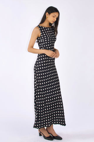 Caroline Cupro-blended Polka Dot Maxi Dress
