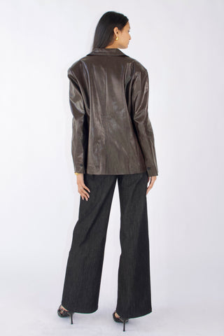Sloane 90s Style Faux Leather Blazer