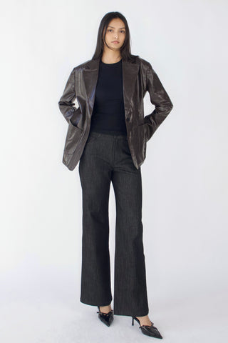 Sloane 90s Style Faux Leather Blazer