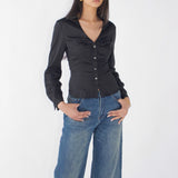 SCG MADE | Noir Lace-Back Ruched Blouse