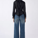 SCG MADE | Noir Lace-Back Ruched Blouse