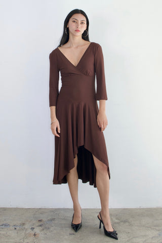 Vespera Asym Bamboo Drape Dress