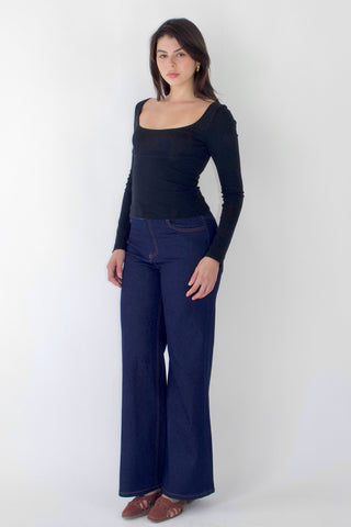 Margaux Long Sleeve Square Neck Top