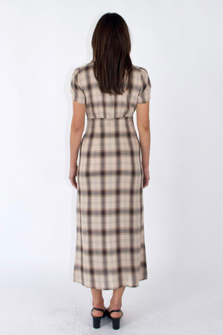 Sera Button-Front Plaid Midi Dress