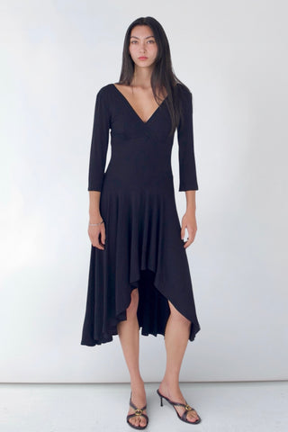 Vespera Asym Bamboo Drape Dress
