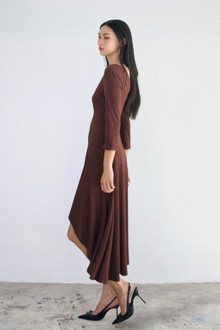 Vespera Asym Bamboo Drape Dress