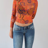80s floral long sleeves mesh top - SCG_COLLECTIONS