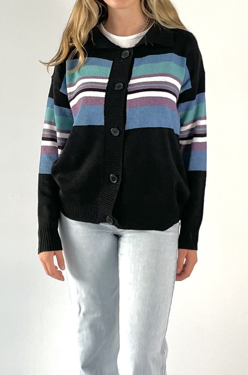 90s button front polo collar cardigan - simplecoolgirl