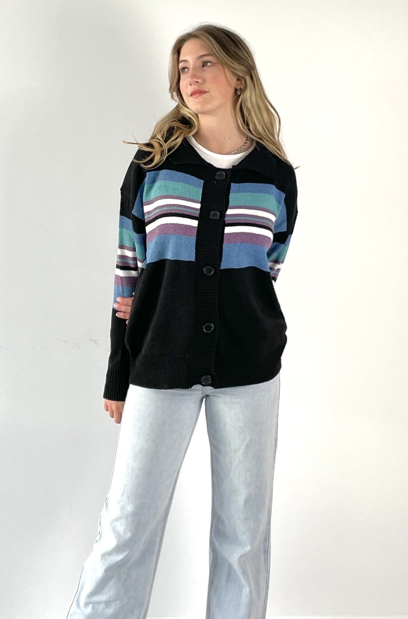 90s button front polo collar cardigan - simplecoolgirl