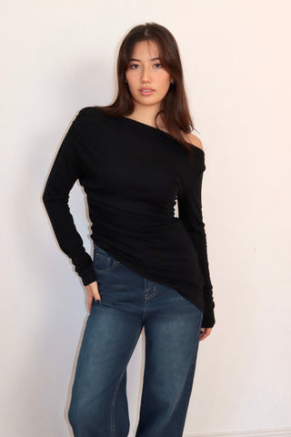 Asymmetrical off shoulder long sleeve top - SCG_COLLECTIONSTop