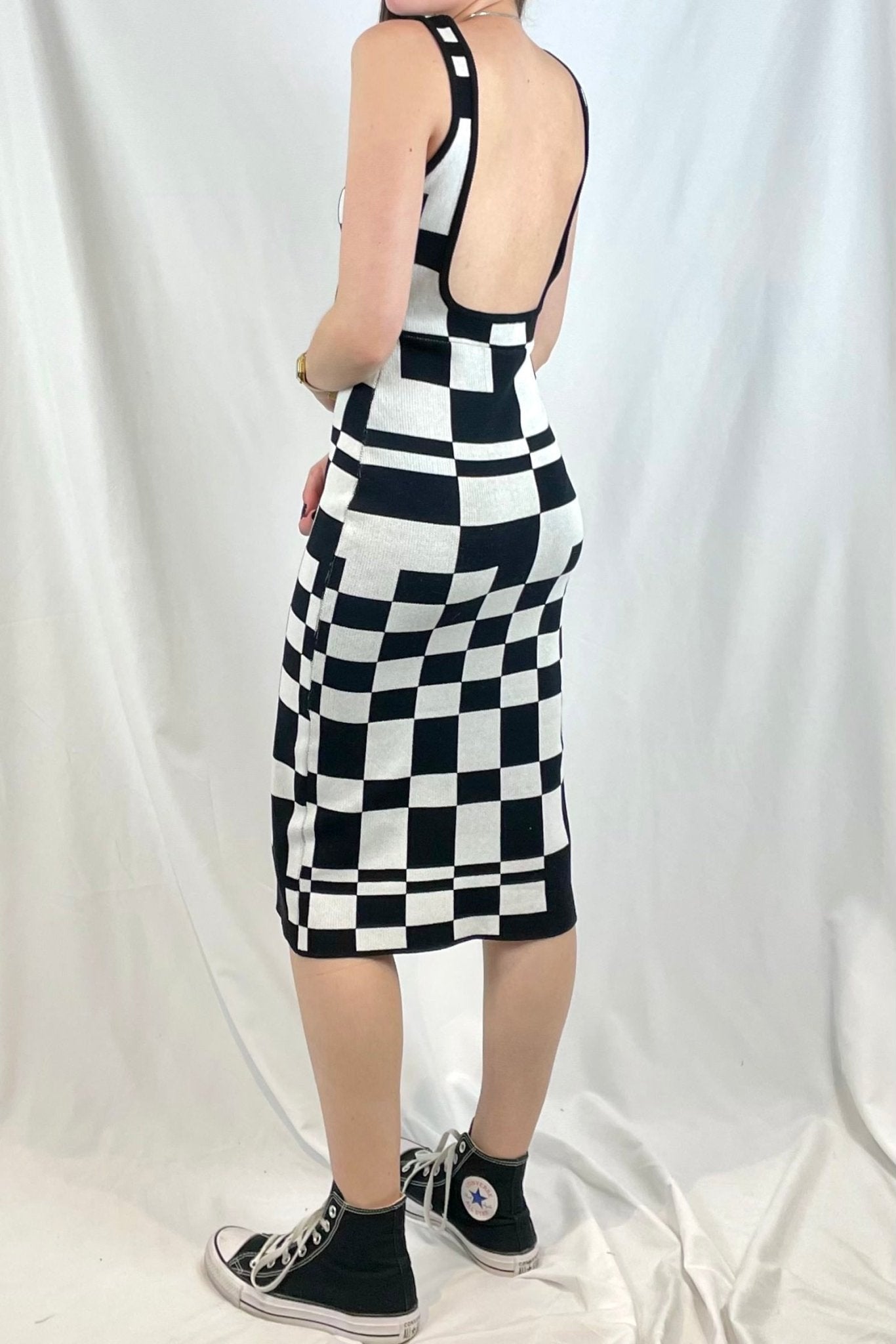 Check knit midi dress - SCG_COLLECTIONS