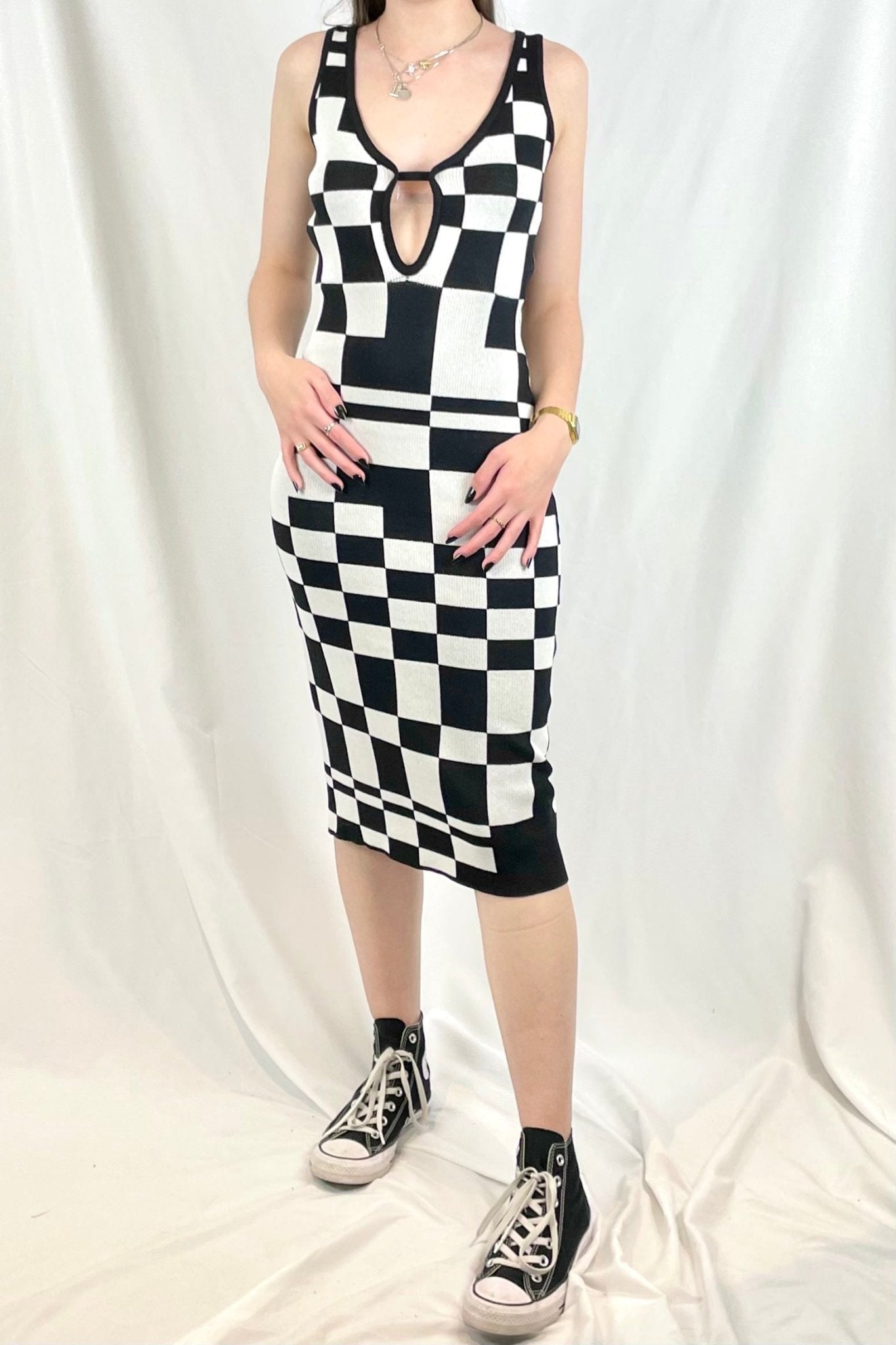 Check knit midi dress - SCG_COLLECTIONS