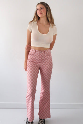 Honey check flare pants - SCG_COLLECTIONSBottom