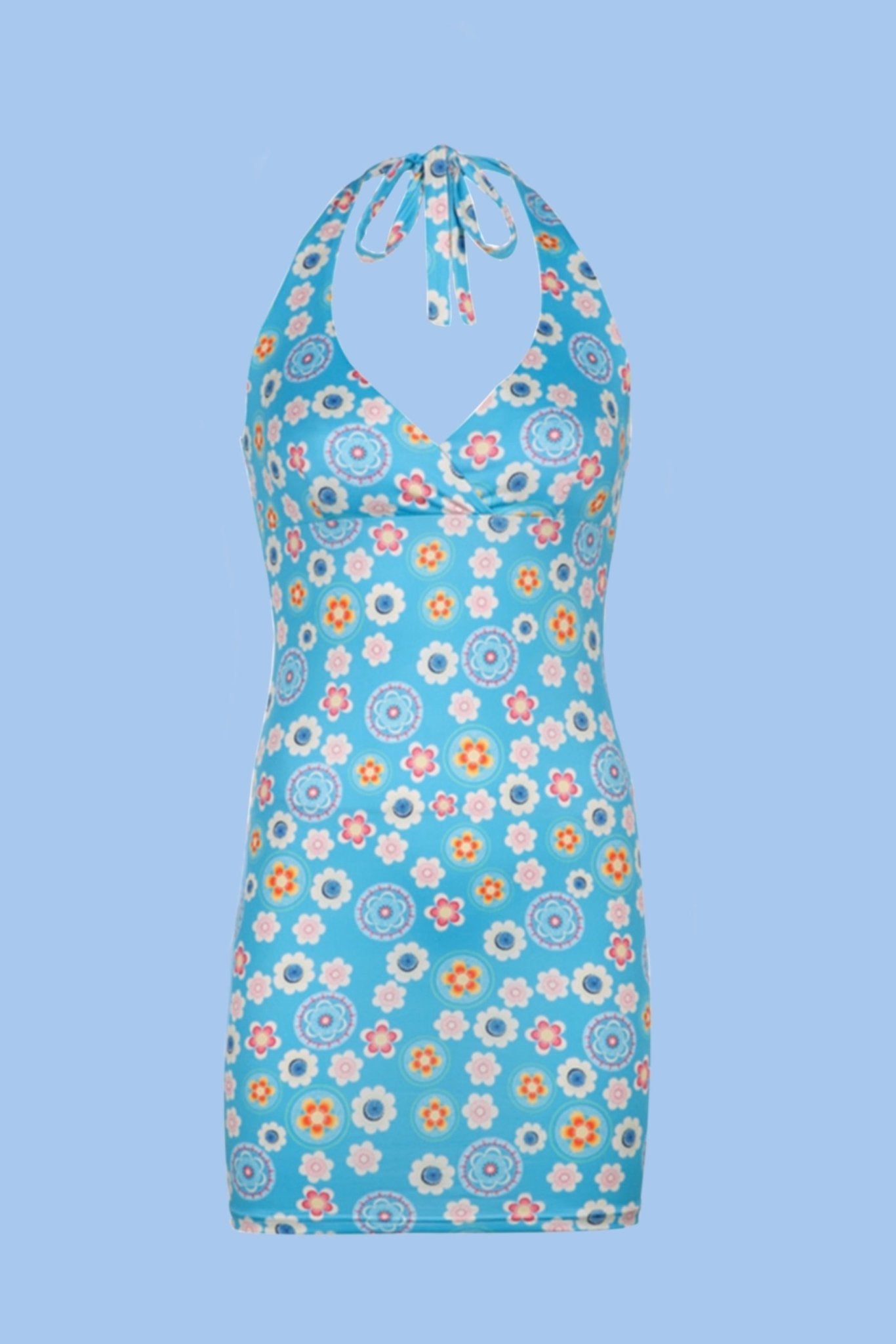 Indie vibe floral halter neck mini dress - SCG_COLLECTIONS